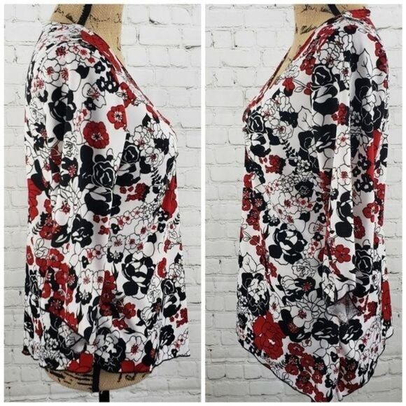 Vintage 90s Y2K Boho Floral Bell Sleeve Asymmetrical Hippie Top - Picture 5 of 12